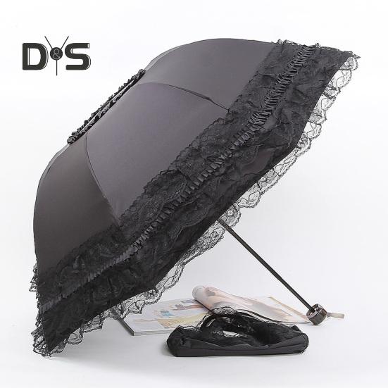 Кружевной складной зонт, портативный, солнцезащитный, с защитой от ультрафиолета, ветрозащитный, легкий, водонепроницаемый, дорожный, мини-зонт от солнца и дождя, карманный зонт