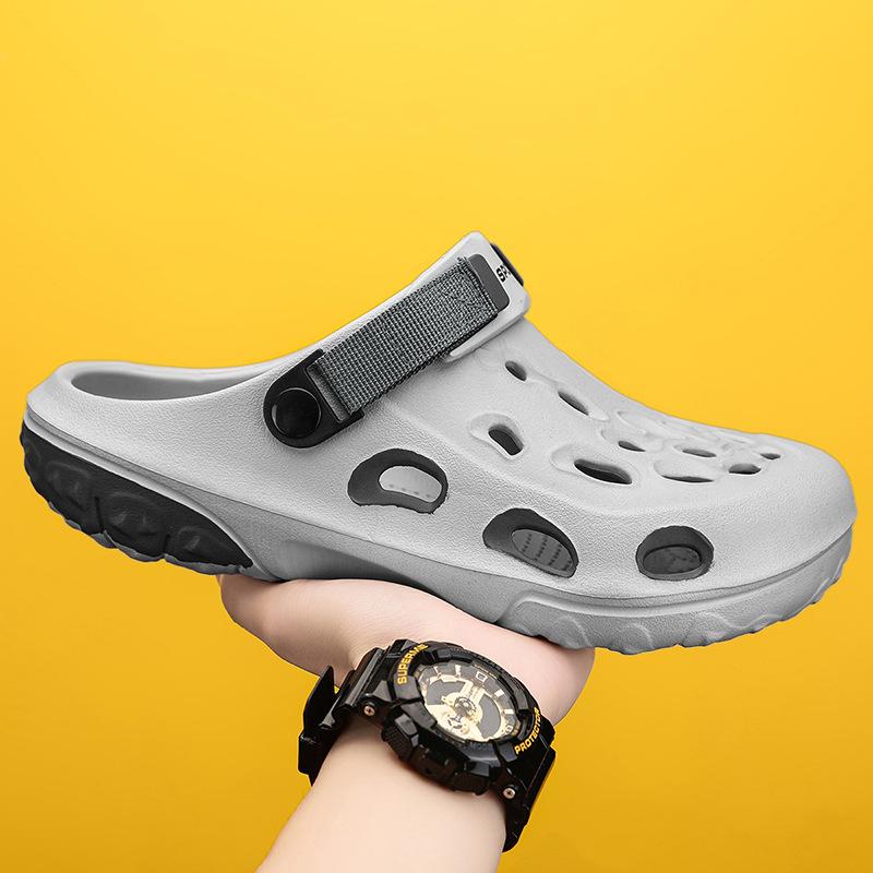 2025 летние тапочки-мешки для мужчин, пляжная обувь с отверстиями, большой размер, простые, модные, повседневные, классные тапочки