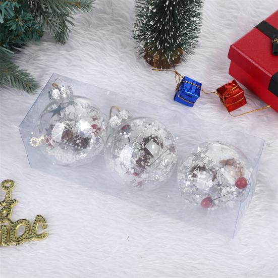 3 шт. Рождественский шар с прозрачными блестками, украшения с тесьмой, подвесное украшение для рождественской елки