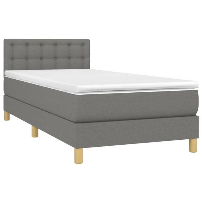 Maison Exclusive - Sommier à lattes de lit avec matelas Gris foncé 90x200 cm Tissu