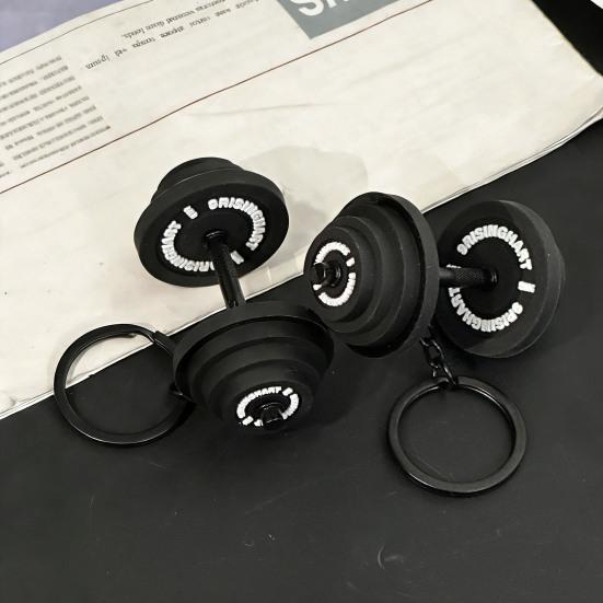 Брелок Подвеска Легкий Прочный Мягкая Резина Металл Дизайн Гантели Съемный Шарм для Фитнес-Сумки Держатель для Ключей Спортивный Подарок Аксессуар