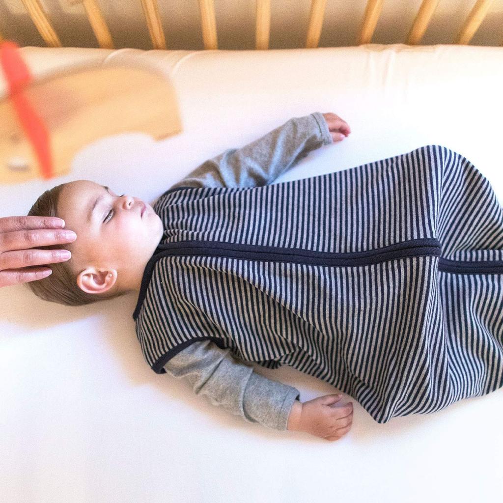 Детское носимое одеяло на молнии для новорожденных в полоску, хлопковое пеленальное одеяло, спальный мешок