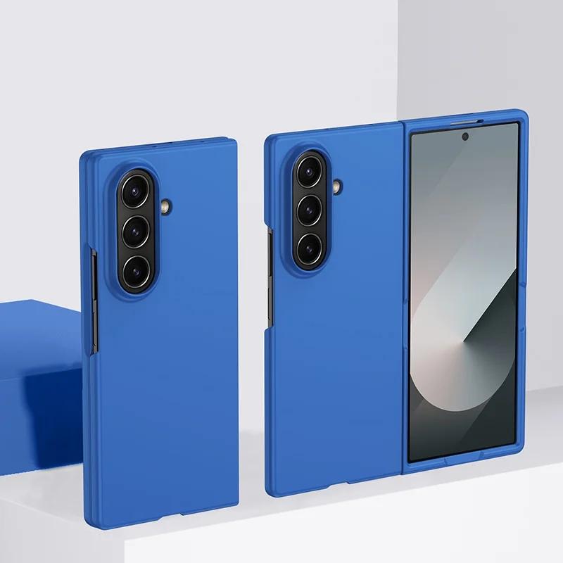 Модный Люксовый Матовый Чехол для Телефона с Ощущением Кожи Для Samsung Galaxy Z Fold 7 6 5 4 3 2 Конфетный Цвет PC Ударопрочный Защитный Чехол