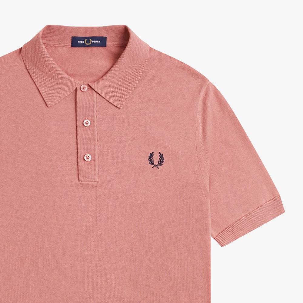 Fred Perry [Острая] Хлопковая вязаная рубашка с коротким рукавом - Пыльно-розовый Afpm2519725-X90