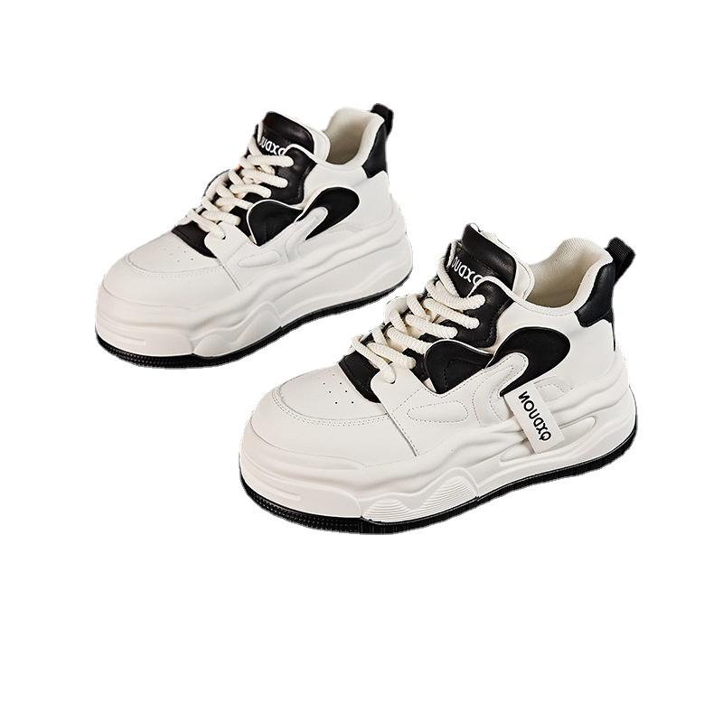 Мода 2024 года, весенняя мода, новые универсальные повседневные белые туфли с внутренней отделкой, спортивная обувь на толстой подошве, женские кроссовки