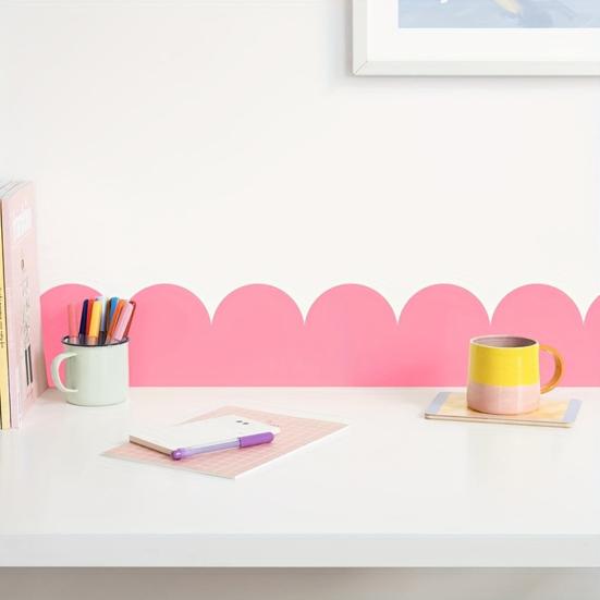 2Pcs Scalloped Wood Border Trim Wall Decoration Adhesive DIY Cabinet Shelf Door Window Frame Scalloped Edge Decorative Wood Strips