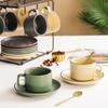 Ceramic Coffee Cup and Saucer Set with Spoon European Luxury Breakfast Cup Ins Retro Light Luxury High-value Small Cup and Saucer