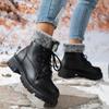 Обувь для женщин 2024 года, зимние новые меховые женские сапоги, плюшевые теплые женские короткие сапоги-бочонки, повседневные мотоциклетные ботинки на шнуровке для активного отдыха