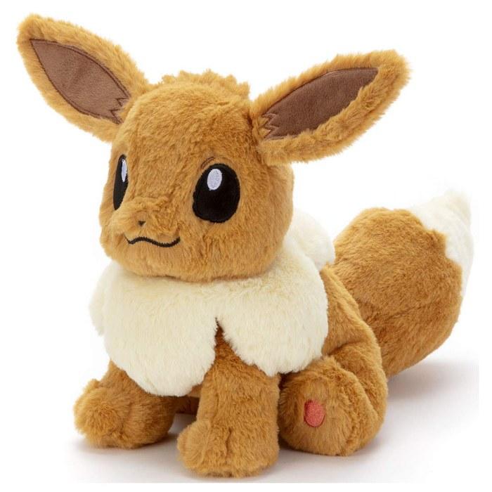 Pokemon Fluffy Fluffy! Plush M Eevee, approx. 24cm, Brown