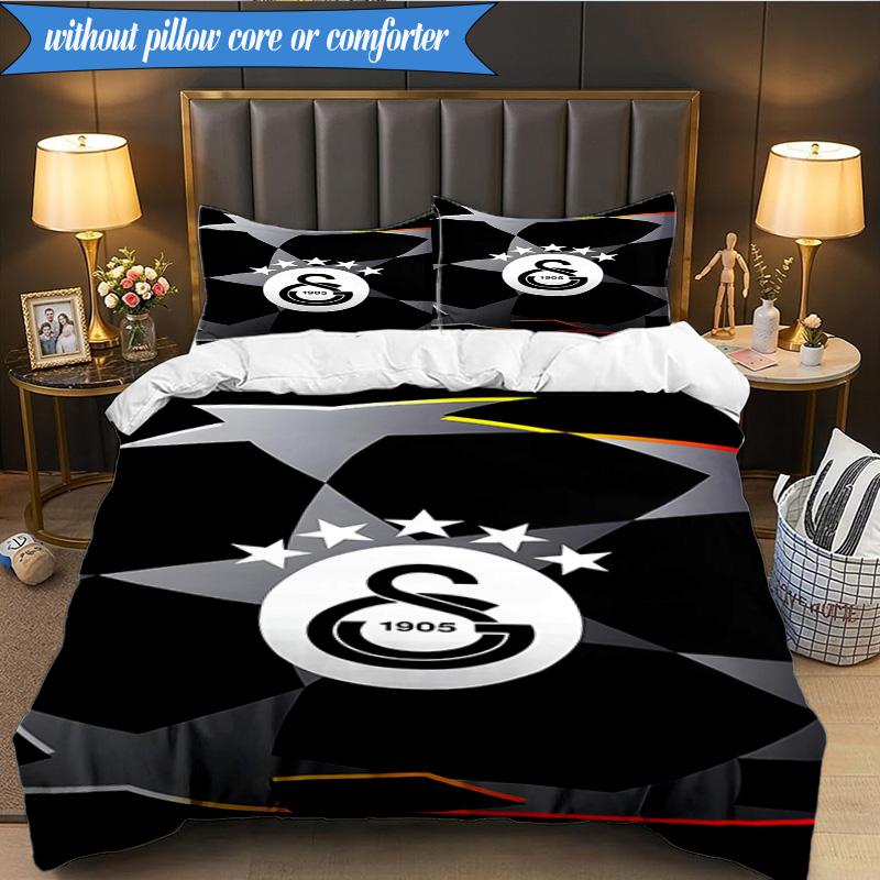 3PCS Galatasaray Football Club Crest Bedding Set 2D Printing (Includes 1 Duvet Cover + 2 Pillowcases Coreless), Bedroom decor,Fan gift