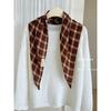 Autumn and Winter Warm Plaid Scarf for Women Korean Version Versatile Literary Retro Knitted Silk Scarf Neck Protector