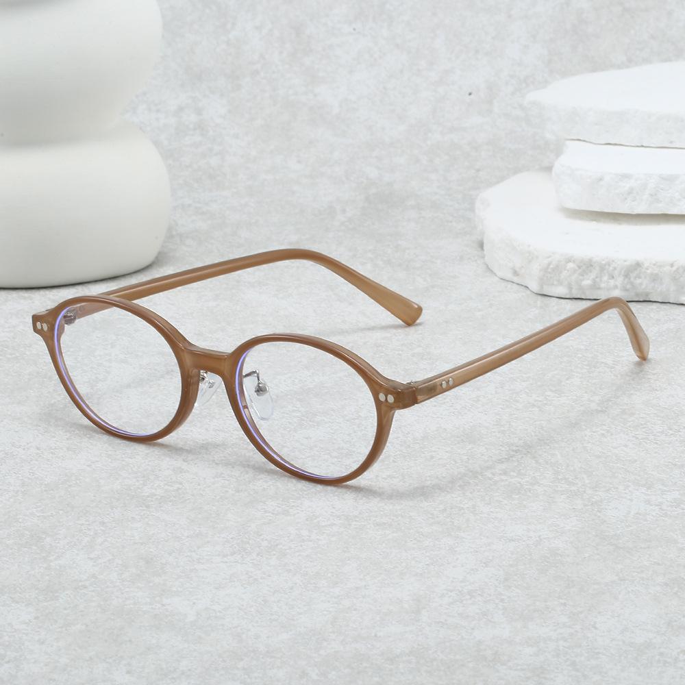 New retro tortoiseshell glasses frame, oval small frame anti-blue light, soft rubber nose pad plain decorative glasses