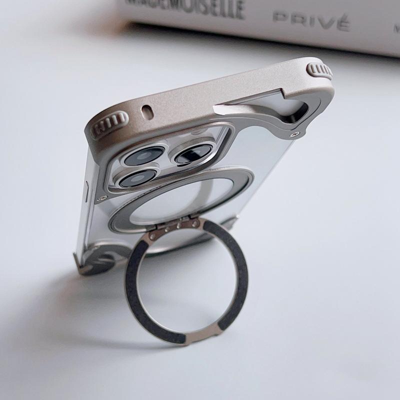 Роскошный безрамный чехол из алюминиевого сплава для iPhone 16 Pro 15 Pro Max для Magsafe, ударопрочный прозрачный чехол из ПК с жесткой магнитной задней крышкой