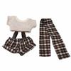 1 set Uniform Doll Clothes Outfit Plaid Overall Doll Dress Up Set  10cm Cotton Doll