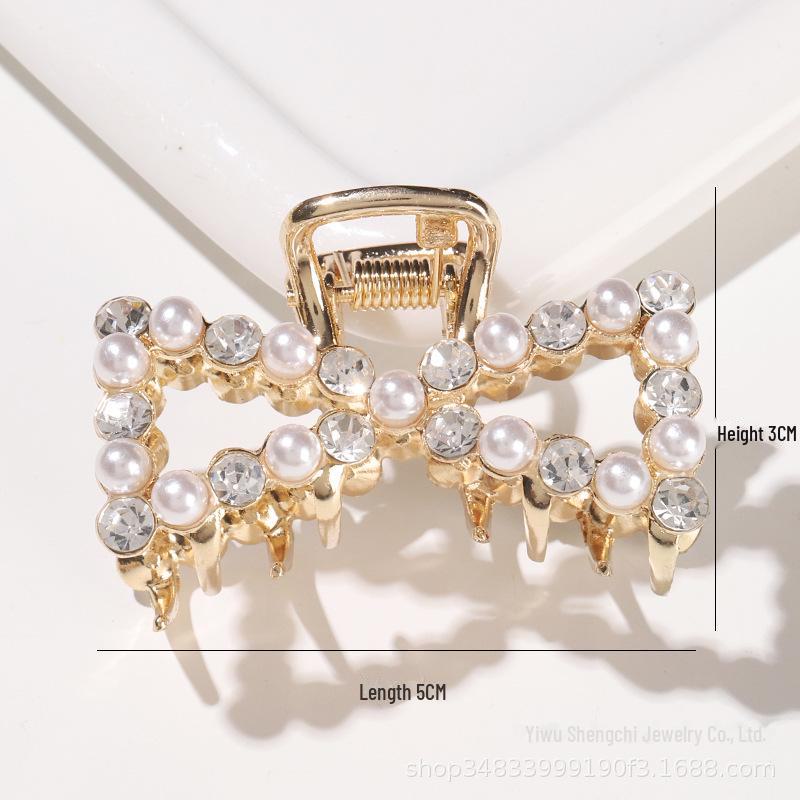 Корейская заколка для волос с жемчугом: Стильный зажим из сплава с гальваническим покрытием для женщин