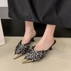 Pointed Toe Stiletto High Heel Baotou Half Drag Summer New Rhinestone Flower Fairy Wind Metal Head Cold Slippers Outside Wear