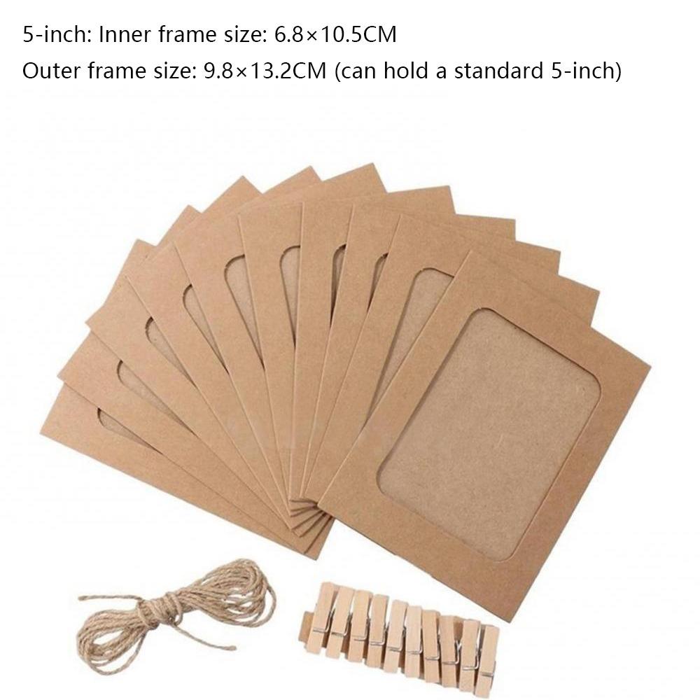10 шт. 2 м веревки, DIY Рамка для фото из крафт-бумаги с зажимами, Многофункциональная, Для подвешивания фото на стену, Декор дома, Поделка