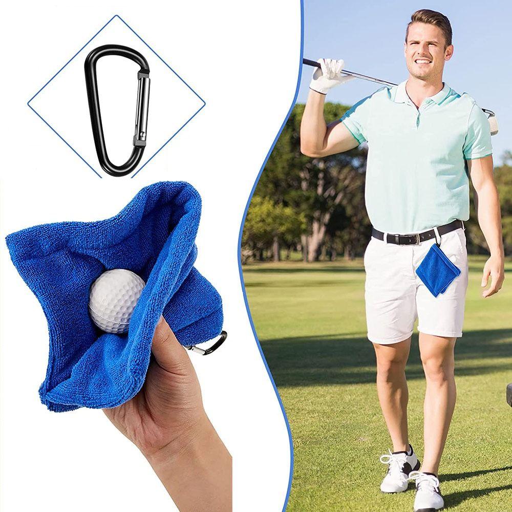 Square Golf Ball Cleaning Towel with Carabiner Hook Sports Towel Portable Golf Club Cleaner