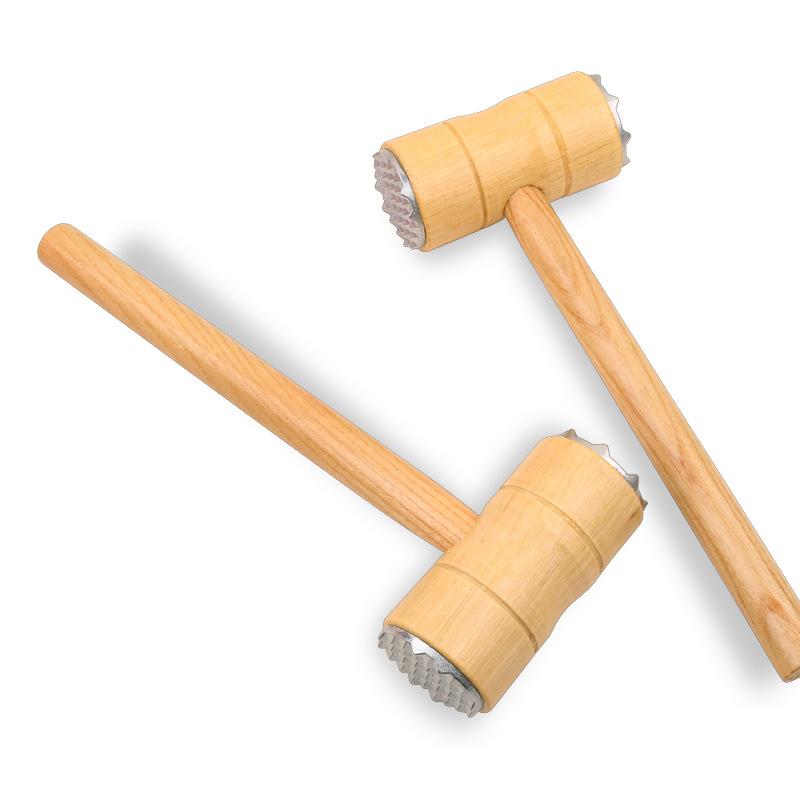 1 шт. Многофункциональный двусторонний отбиватель и молоток для мяса, деревянная ручка, молоток для стейков, ручной кухонный инструмент