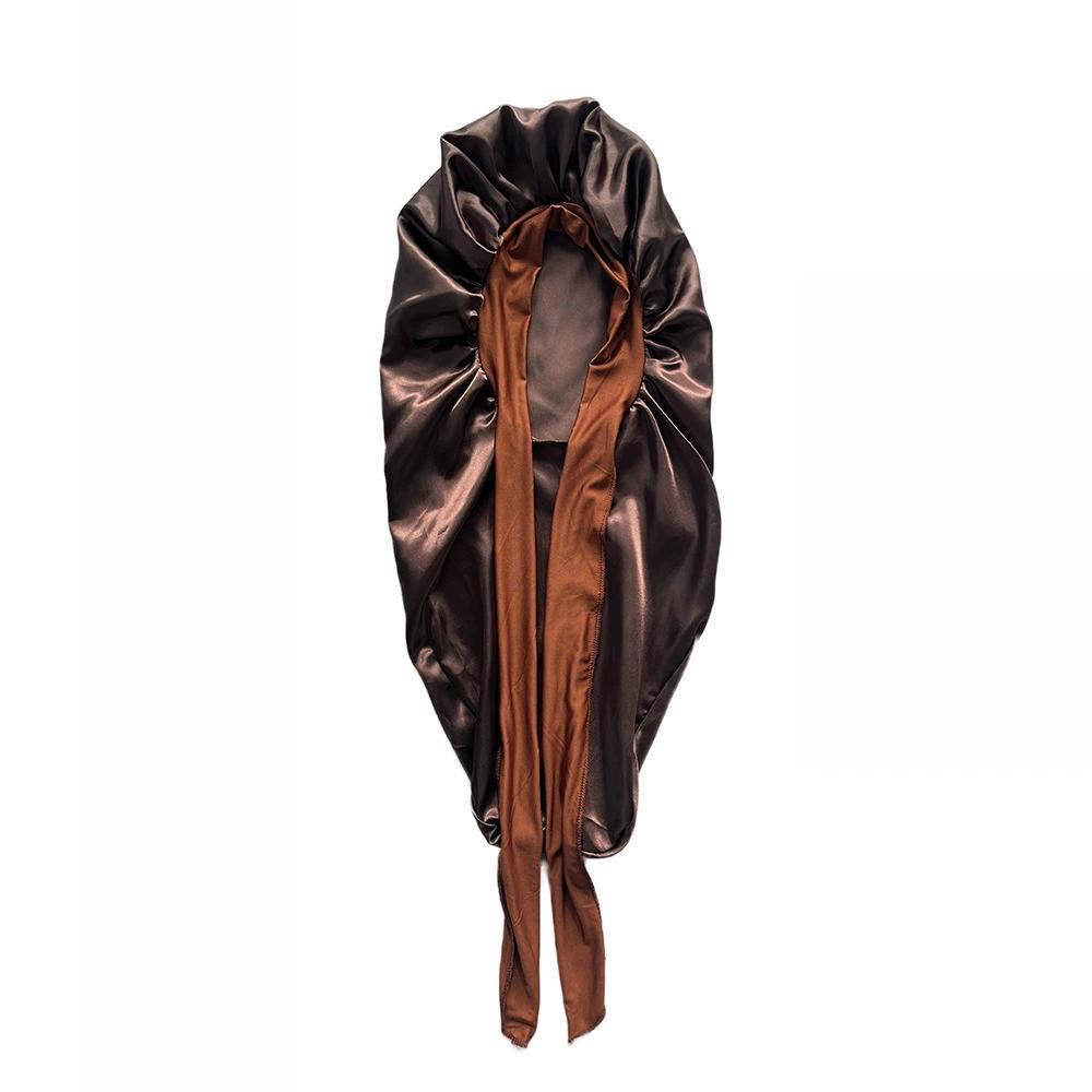 Long Bonnet+Elastic Satin Hair Band Set Long Silky Bonnet For Sleeping With Wide Elastic Band Headwrap