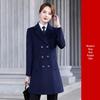 Унисекс Шерстяное Пальто для Осени/Зимы, Профессиональная Рабочая Одежда для Управляющих Отелей/Банков и Сотрудников Ресепшен, Длинный Дизайн