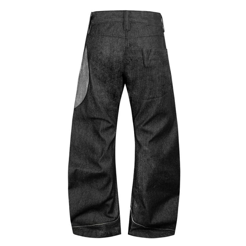Mens Original Denim Slim Fit Jeans Streetwear Loose Wide Leg Pants Casual Trousers