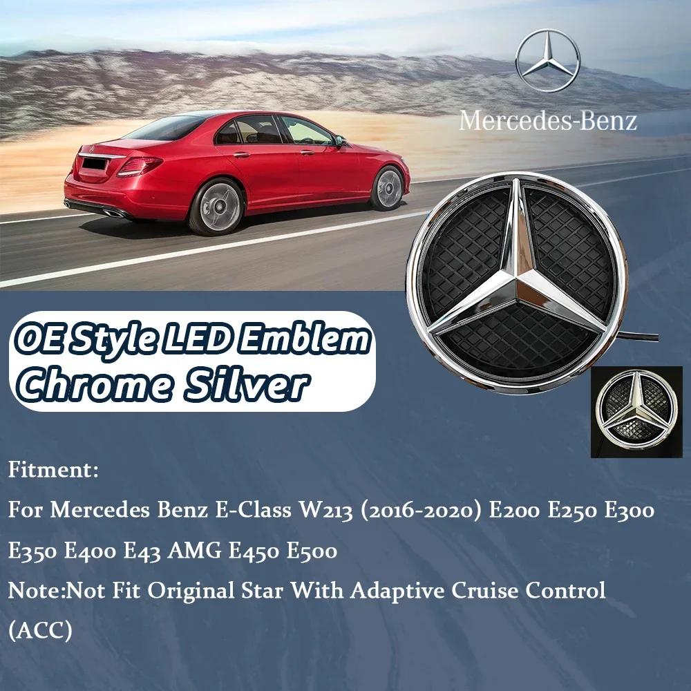 Hot Car Sticker Black Border 3D Mirror Emblem For Mercedes Benz E-Class W213 2016-2020 Silver Car Front Grilled Star Emblem Logo