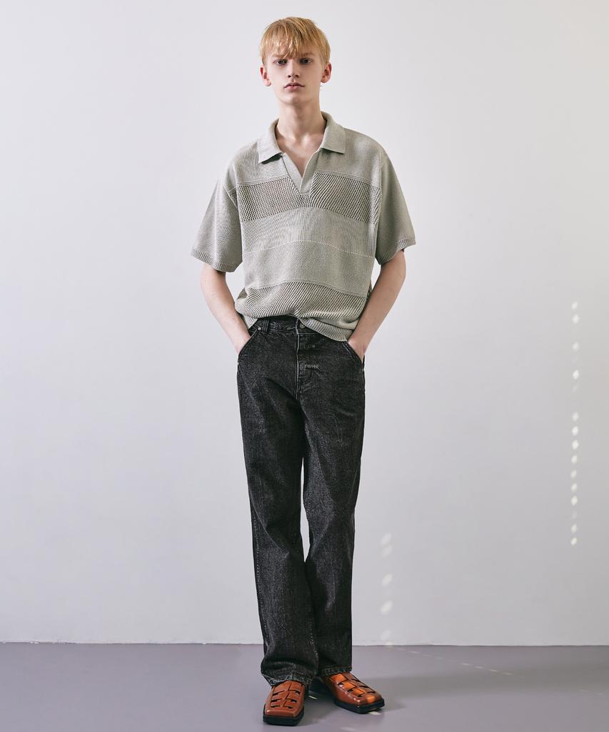LMOOD Holiday Pk Half Knit Short Sleeve Shirt Natural Beige