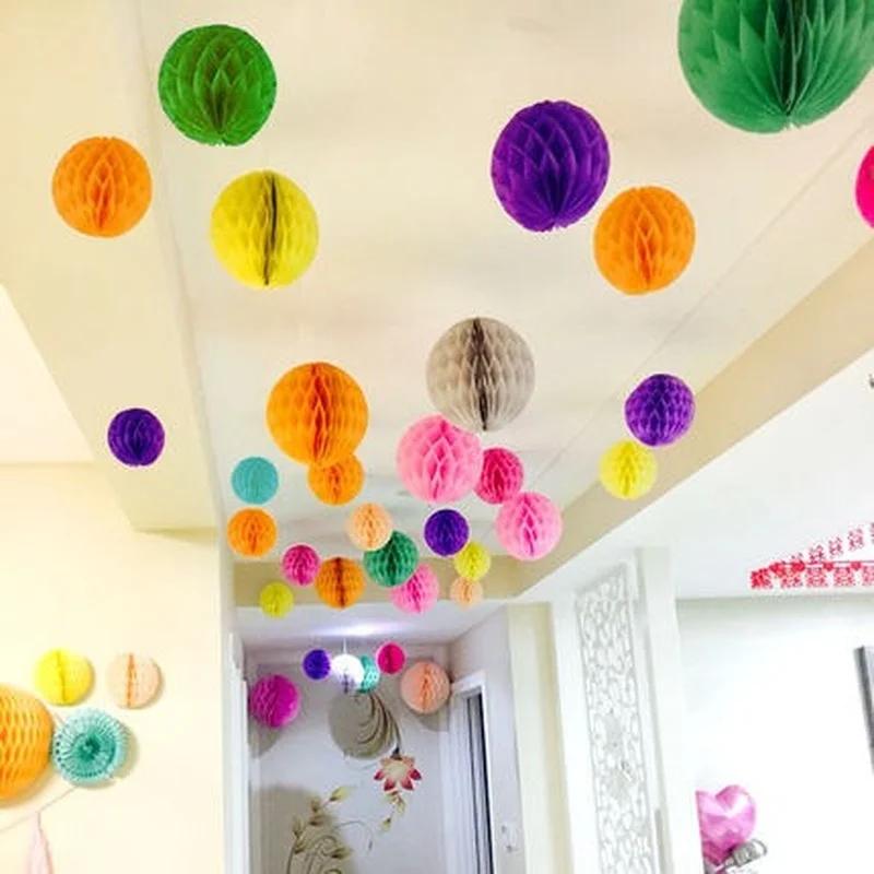 Multicolor 10inch Paper Honeycomb Tissue Flower Balls Lantern Birthday Party Wedding Baby Shower Decorations Christmas Supplies