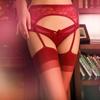Aurora Seduction Сексуальные кружевные черные шелковые чулки Серые блестящие черные подвязки Носочки с конским жиром