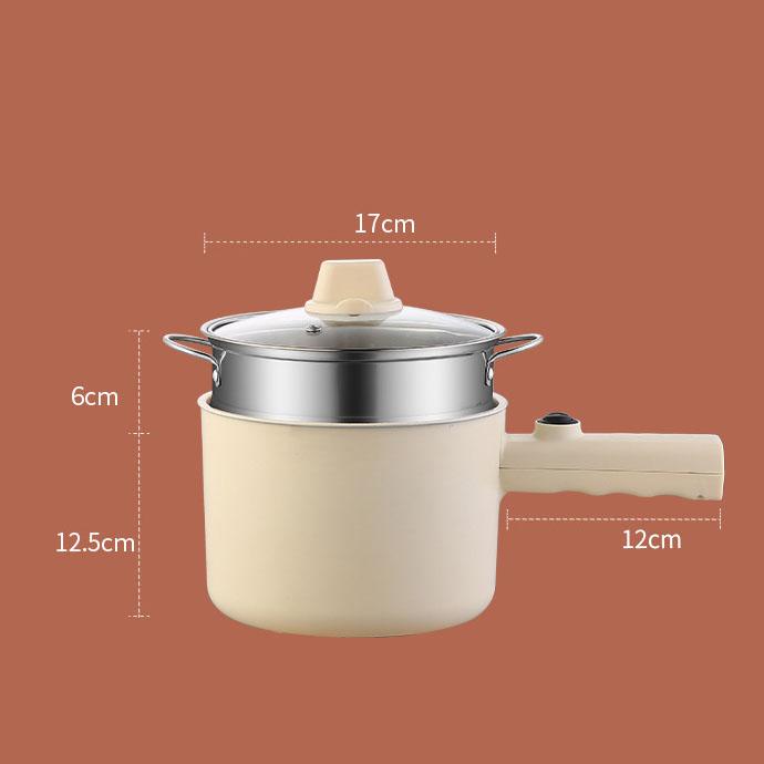 Многофункциональная кастрюля, мини-горячая кастрюля, электрическая сковорода с антипригарным покрытием, сковорода для омлета, лапши, рагу, супа, нагреватель с пароваркой