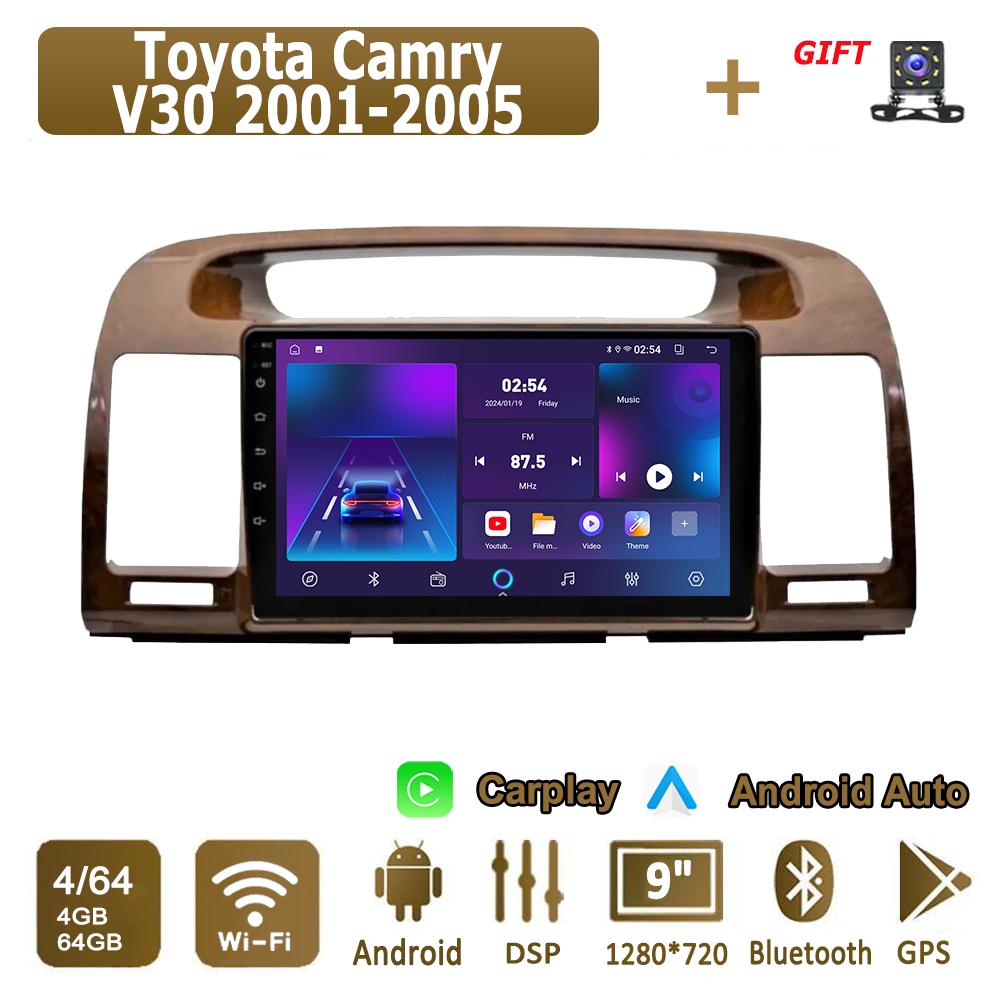 Android Carplay автомобильное радио для Toyota Camry V30 2001-2005 мультимедийный проигрыватель головное устройство стерео GPS навигация BT WIFI 4+64 ГБ