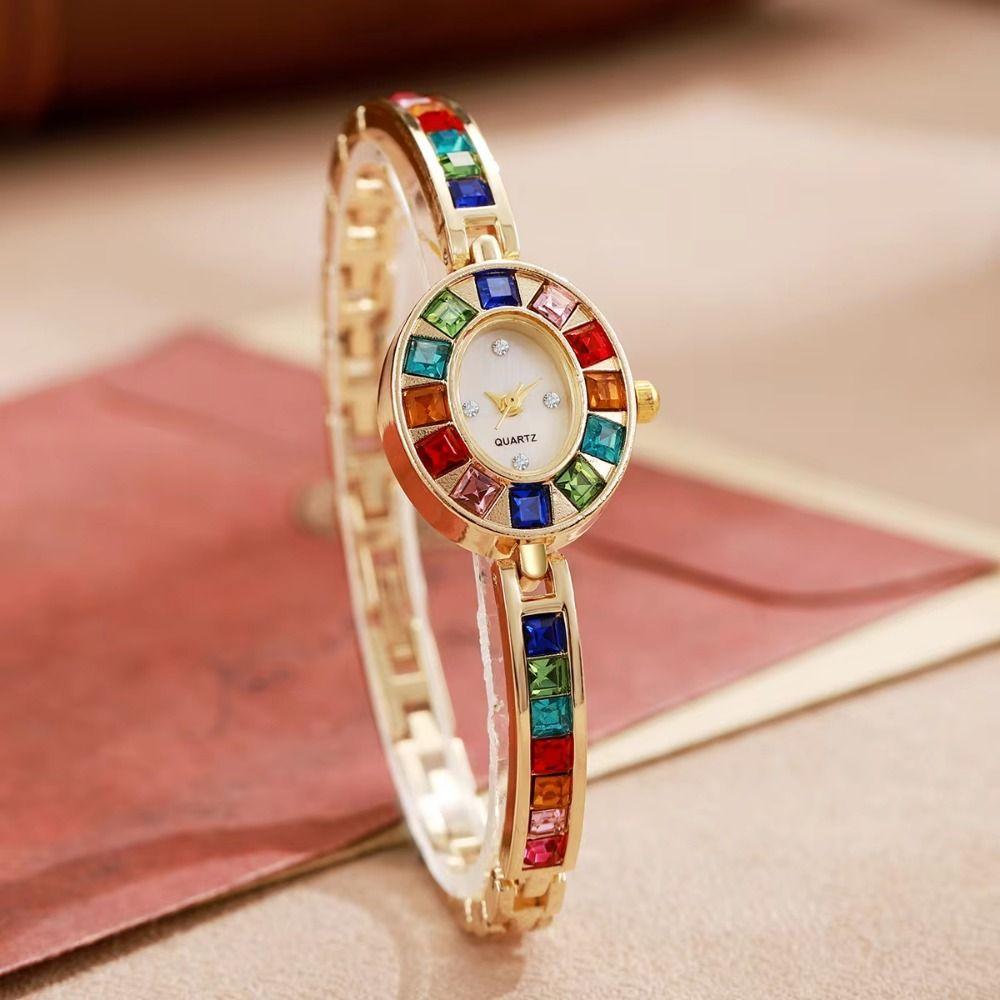 Bracelet Type Quartz Wristwatches Colorful Round Quartz Watch Women's Wrist Watch  Female