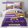 Name Custom Minnesota Vikings Logos Pattern Bedding Set Quilt Cover Pillowcase Home Decor Gift (1 * duvet cover + 2 * pillowcase, without core)