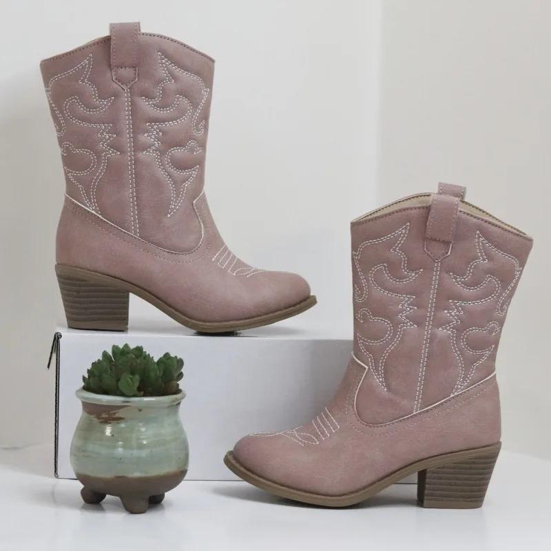 Сапоги для девочек в британском стиле на высоком каблуке, новые детские туфли 2024 года с универсальным узором, однотонные модные детские сапоги для принцесс