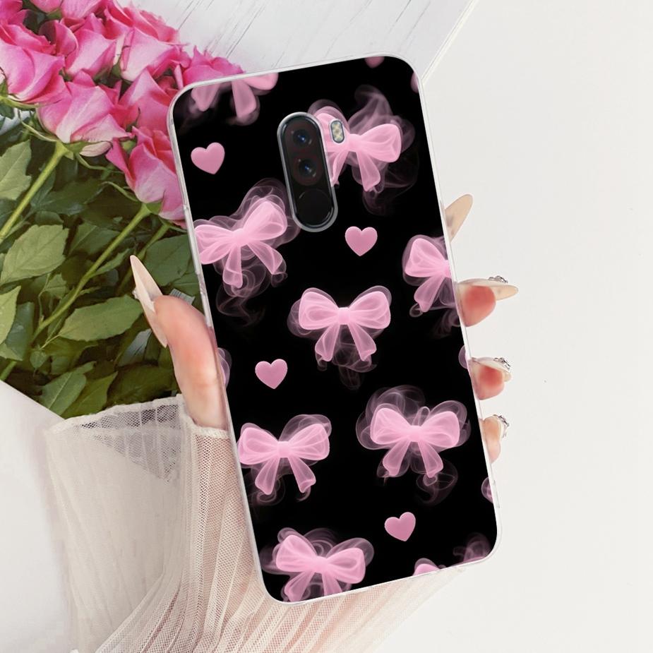 For Xiaomi Pocophone F1 Case Luxury Bow Flowers Painted Cover 6.18'' Soft TPU Phone Case For Xiaomi Poco F1 PocoF1 Fundas Bumper