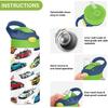 Boccsty Bright Race Car Truck Kids Water Bottle with Straw Lid Sport Cars ulated Stainless Steel Reble Tumbler for Boys Girls Toddlers 12 oz Green