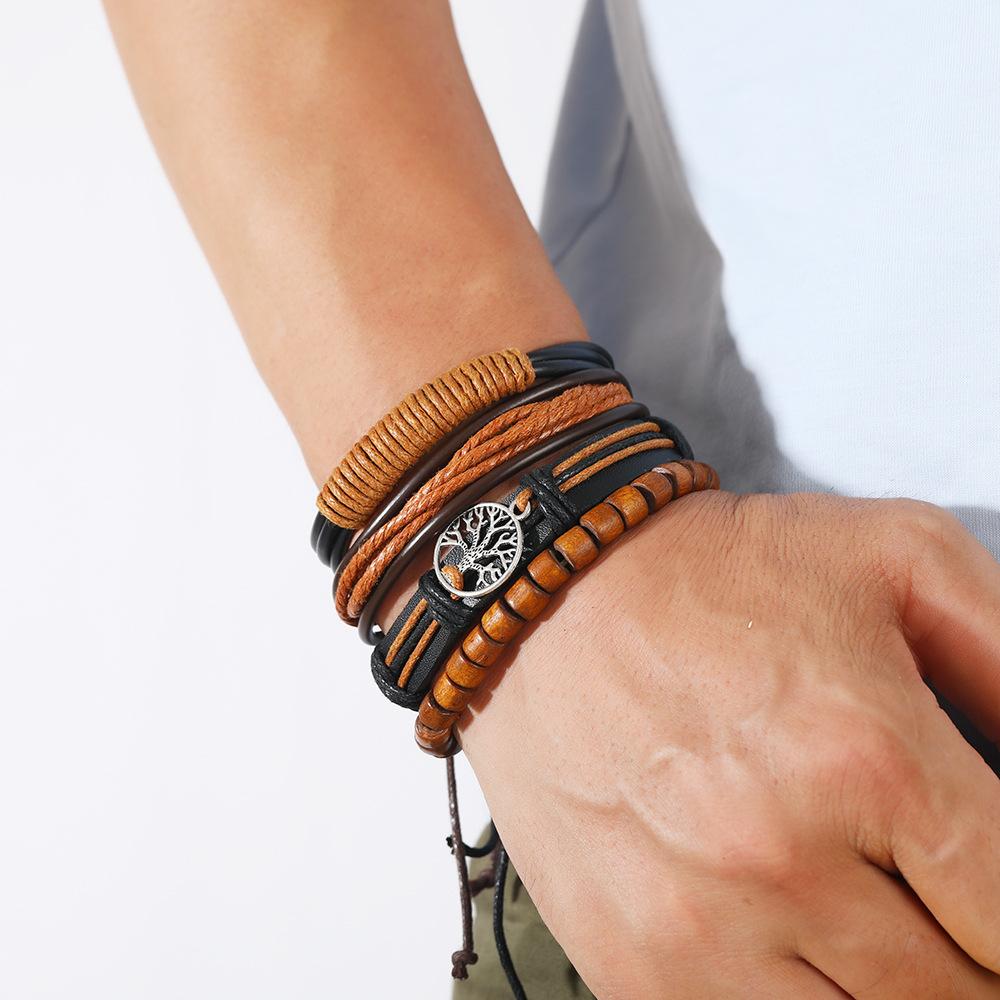 9 Styles Vintage Leather Bracelet for Women Men Woven Bracelet Set Punk Style Men's Multi-layer Braided Bracelet Charm Jewelry Gifts
