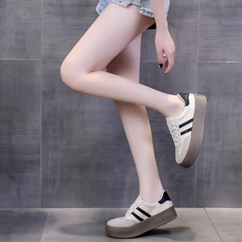 Women's New Fashion Lace-up Designer Sneakers for Women Summer Simple Solid Color Outdoor Casual Walking Sports Shoes
