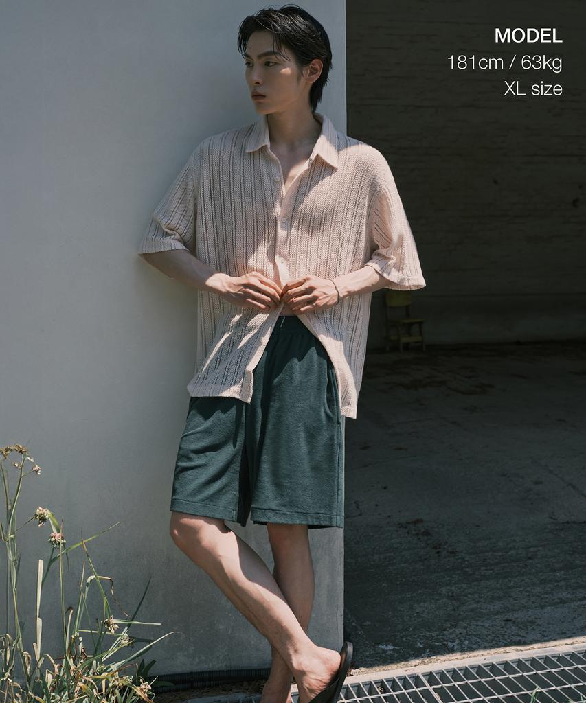 MUSINSA STANDARD Relaxed Crochet Short Sleeve Shirt [Ivory]