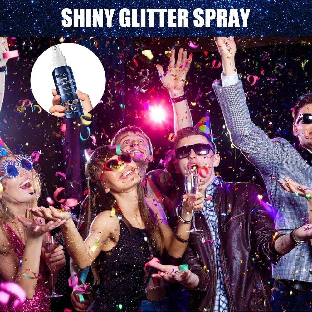 60Ml Body Shiny Glitter Spray Flash Skin Brighten Powder Makeup Diamond Fluorescence Party Club Hair Neck Clother