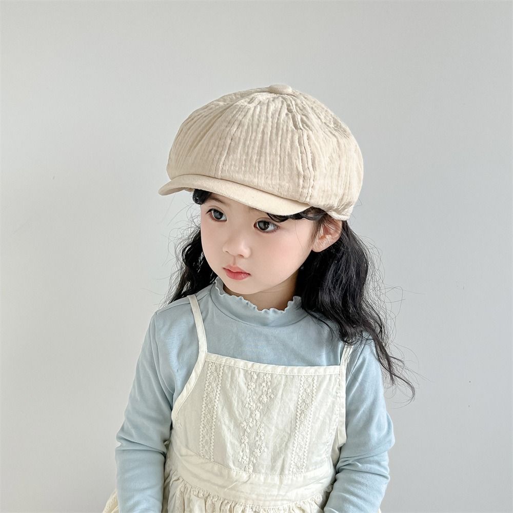 Solid Color Children Forward Hat Visor Baby Beret Retro Kids Newsboy Cap Boy Girl