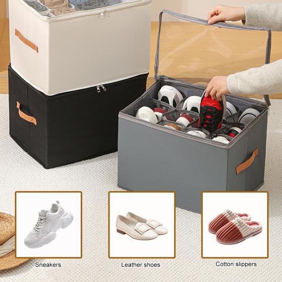 Коробка для хранения обуви с прозрачной крышкой, застежка-молния, большая вместимость, несколько отделений, шкаф, органайзер для хранения обуви