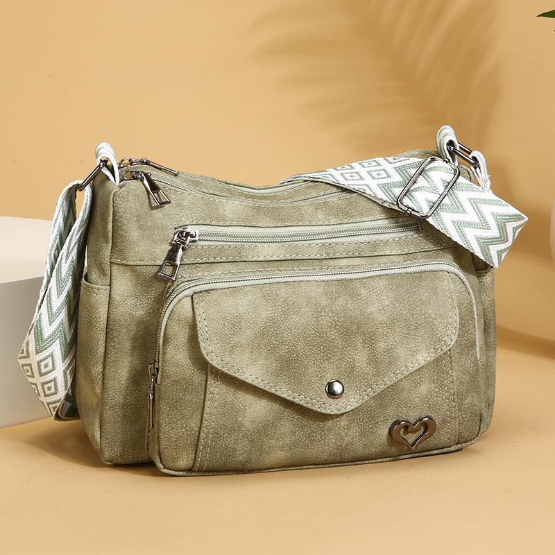 Винтажная мягкая кожаная сумка женская большая вместительная многосекционная сумка для мам через плечо