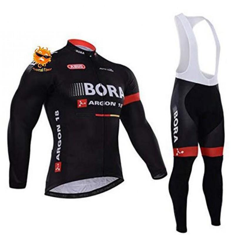 Fleece Cycling Jersey Set Long Sleeve Mens Breathable Quick-Dry Bike Riding Apparel Fall