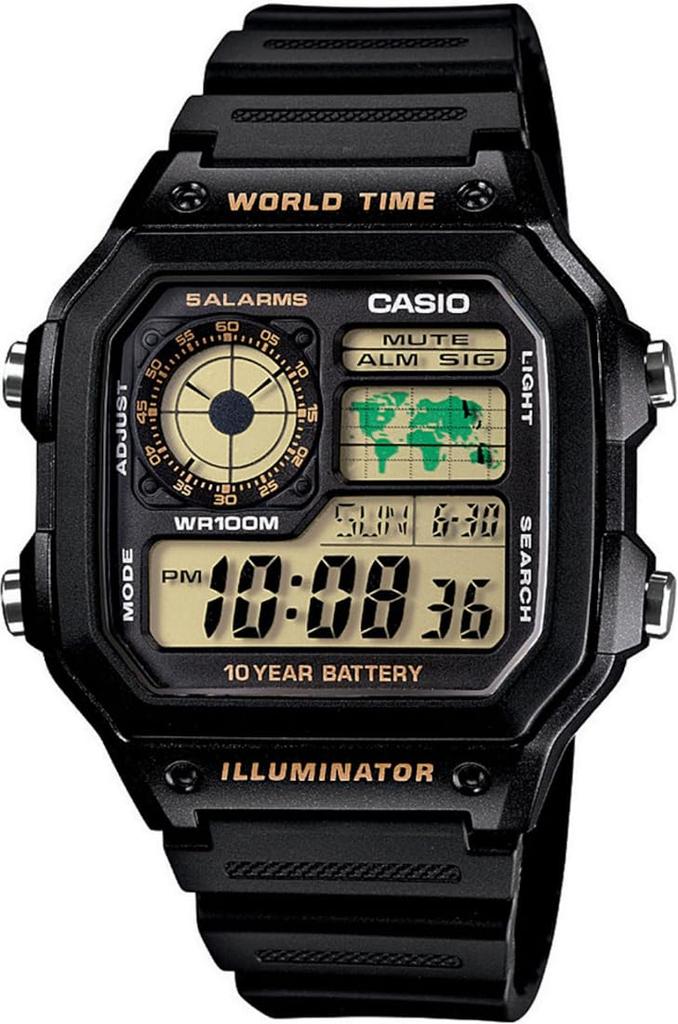 Casio World Time Digital Watch Black Gold LCD Overseas Model [Casio] AE-1200WH-1BV [Item]