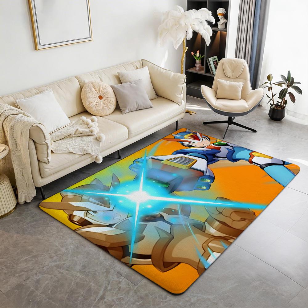 Game M Mega Man Floor Mat Eco Flannel Doormat Non Slip Odorless Indoor Floor Rug Soft Short Plush Home Mat
