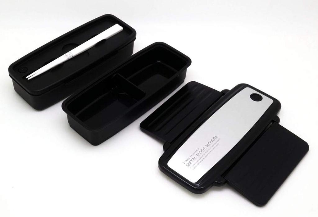 OSK Bento Box для мужчин, двухъярусный ланч-бокс, металлический, цвет «Номе Серебристый», произведен в Японии, можно мыть в посудомоечной машине, 400 мл+460 мл [с палочками для еды/изолированный пакет/легко