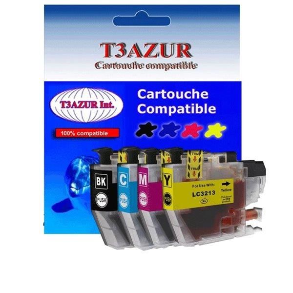 Cartouches d'encre - T3AZUR - Compatible Brother DCP-J572DW - Haute capacité XL - Pack de 4 - 400 pages