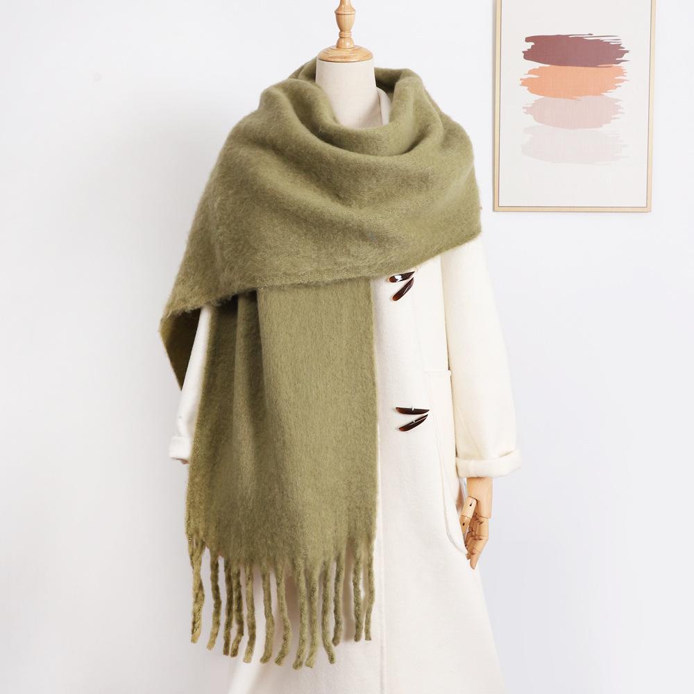 Solid Color Mohair Scarf Vacuum Packaging Warm Scarf Women's Shawl